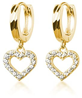 SLUYNZ 925 Sterling Silber Herz Creolen für Frauen Creolen Ohrringe Tropfen Baumeln Ohrringe (B-Gold)