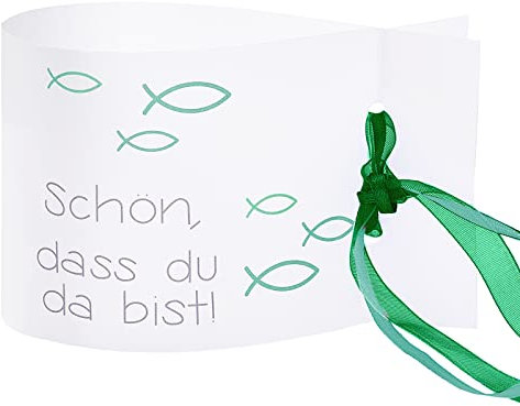 Windlicht Fisch Deko, 8 Stück Mini Tischlichter Kerzen Deko als Tischdeko für Junge und Mädchen Kommunion Konfirmation Taufe Teelichter I Schön DASS du da bist I ca. 12,0 x 8,0 cm (Türkis)
