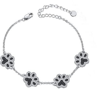 YFN Pfote Armbänder Sterling Silber Haustier Pfoten Armbänder Welpen Schmuck Geschenke für Damen Mädchen