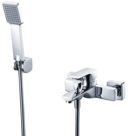IMEX - Grifo monomando, Manguera de Ducha, Set de Ducha Cromado de Latón Montaje en Pared - Serie Bali Grifo de bañera o ducha - BDI017-4