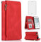 Compatible with iPhone 7plus 8plus 7/8 Plus Wallet Case Tempered Glass Screen Protector Zipper Leather Flip Cover Card Holder Stand Phone for i Phone7s 7s + 7+ 8s 8+ Phones8 7p 8p Women Men Red