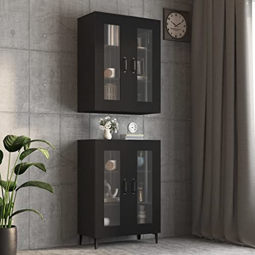 WIFESE Buffet Schwarz 69,5x34x90 cm Hängeschrank Kommode KüChenschrank Komodenschrank Kommode Flur Sideboard Schlafzimmer Unterschrank KüChe Flurschrank
