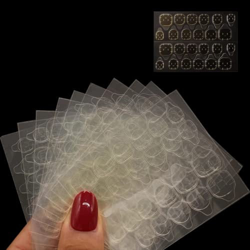 Tsathoggua 15 Sheets (360pcs) Double-Sided Adhesive Stickers, Breathable Jelly Glue Tabs for Fake Nail Tips, Super Sticky Glue Stickers, Adhesive Tabs for DIY Manicure, Clear