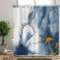 Ttincceer Cortina de Ducha mármol Ombre Tinta Azul mármol Cortina de baño Acuarela Azul con patrón Dorado Cortinas de Ducha Impermeable bañera Cortina 180x180cm
