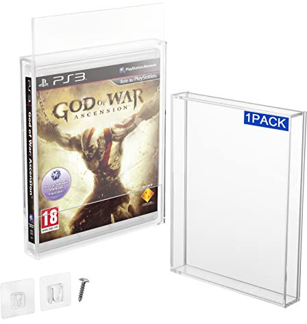 CaSZLUTION Clear Acrylic Video Game Box Protector Case for PS3, PS4, PS5, and Xbox one Game Case, 3mm Thick Dustproof Wall Storage Holder Game Protective Display Case (Pack of 1)