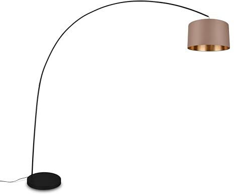 Trio Leuchten Stehleuchte Mansur 419200141, Metall Schwarz matt, Schirm Stoff Taupe/Goldfarbig, exkl. 1x E27