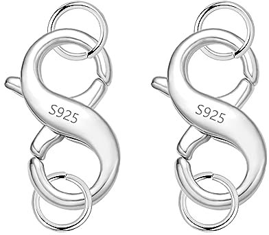 ALEXCRAFT Sterling Silver 925 Lobster Claw Clasps with Jump Rings, 2Pcs Necklace Bracelet Clasp Jewelry Clasp Sterling Silver Double Large Lobster Claw Clasps for Necklace Making Jewelry Findings