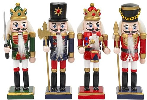 NOLITOY 4 Stück Nussknacker-baumspitze Weihnachtsfeier Tischdekoration Festliches Party-sammlermodell Juguetes para Niñas Weihnachtsdekoration Marionette Esstisch Holz