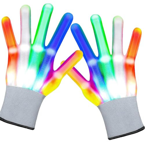 Led Handschuhe Erwachsene, Handschuhe Mit Licht Leuchtende Winterhandschuhe, Blitz Leuchtende Wasserdichte Handschuhe Herren, Led Handschuhe Kinder für Halloween, Weihnacht, Rave Party und Disco Clubs
