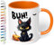 True Statements Halloween Keramik-Tasse „BUH! Schwarze Katze“ – ca. 330ml –Kaffeebecher mit Spruch, kleines gruseliges Geschenk (Orange)