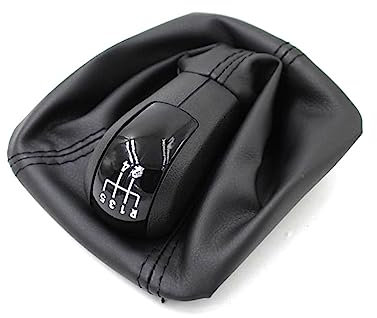 DDRPAD Schaltknauf Schalthebel Auto-Schaltknauf, Schwarze Ledermanschette, 5-Gang-Schwarze Kappe Für Octivia II