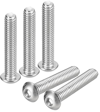 QUARKZMAN 5/16-18x1-3/4 Botón Hueca Cabeza Tornillos, 5uds 304 Inoxidable Acero Sujetadores Hexagonal Pernos Tornillos, Completa Rosca Hexagonal Accionamiento Tornillos