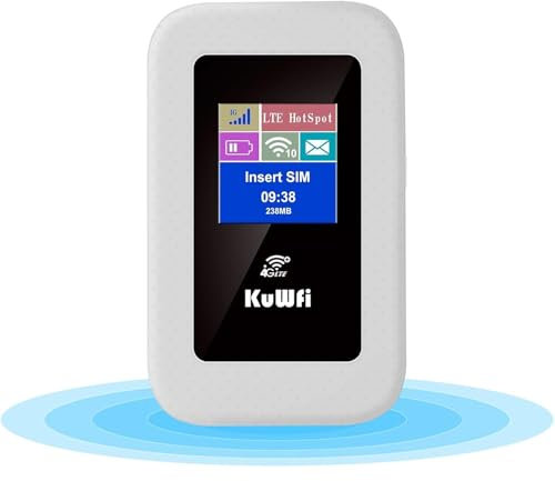 Router Mobile WiFi 4G LTE, KuWFi Saponetta WiFi con SIM 300Mbps, Mdoem 4g Con Slot Per Scheda SIM, Batteria Ricaricabile 3000mAh, Schermo a Colori, Condivisione Fino a 10 Dispositivi