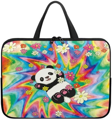 Surwin Sacoche pour Ordinateur Portable Porte-Documents Sacs Main, Impression 3D Sac D'ordinateur Portable pour 10-17 Ordinateur Portable Ordinateur Portable Sacs (17,Panda)
