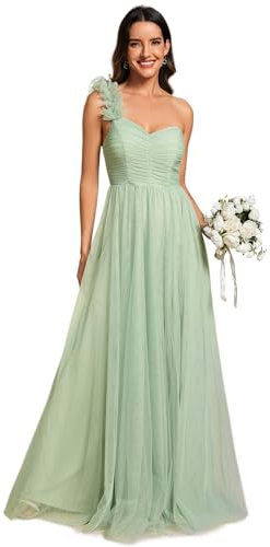 Ever-Pretty Robe de Demoiselle d'honneur Maxi Fendue sans Manches Robe Soirée Femme Verte Menthe 38