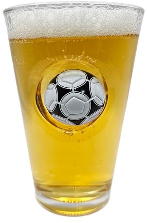 solo-pro master your game Football Pint Beer Glass Embedded Mini Football Gift for Him Her