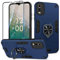 Btstring Hülle kompatibel mit Nokia C32 mit Schutzfolie, Militär Standard Stoßfest Handyhülle Case Hybrid Metall Ring Halter Schutzhülle Handy Hüllen Cover -Blau