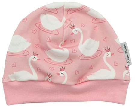 Kleine Könige Mütze Baby Mädchen Beanie · Modell Schwan Swanlove rosa, Babyrosa · Ökotex 100 Zertifiziert · Größe 50/56