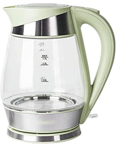 FDHESAR Kettles,Glass Tea Cordless Water Boiler with Led Light Fast Boil Hot Water Boiler 1.7L Ease of Use/Green