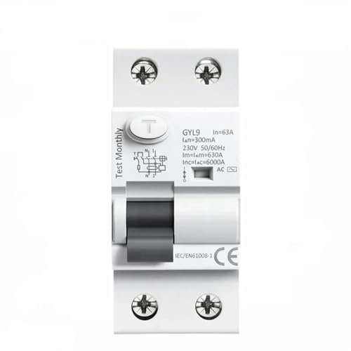 PVTLCYBI Disjoncteur électromagnétique à Courant résiduel de Type AC GYL9, AC 2 pôles 25A 40A 63A 100A RCD 30mA 100mA 300mA(2P 40A,300mA)