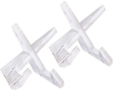 sourcing map 2 Pcs Wooden Plate Stands for Display, 6.5 Inch Decorative Picture Easel Frame Display Holder Stand for Platters Bowl Dish Pictures Book Tabletop Art Decor, White