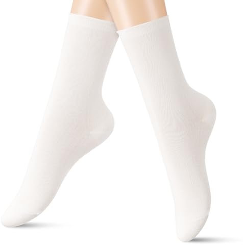 Geyoga 2 Paires Chaussettes Blanches sans Couture pour Femmes Chaussettes à Revers en Modal Fines et Respirantes Mi-Mollet