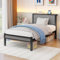 DUMEE Single Bed Frame with Storage Wooden Headboard Shelf, 3FT Metal Bed Frame Single Bed Base/Mattress Foundation, Enhanced Support Noise Free, Textured Black+Grey Oak