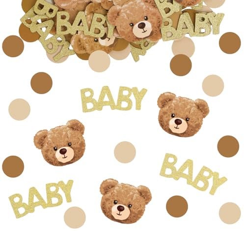 100 Stück 3 Muster Babyparty Deko Konfetti Baby Shower Tischdeko Set Kinder Streudeko für Gender Reveal Party Taufe Kommunion Geburt Konfirmation Motto Party Basteln Dekoration