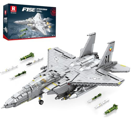 Reobrix 33034 - F-15E Strike Eagle, 2216p. Maquette Bombardier Militaire. Adulte/Ado 14+, Cadeau Aviation & Collection