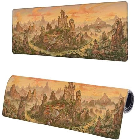 Large Mouse Mat Landscape, XXL Mountain Gaming Mouse Pad Desk Pad 600x300x3mm, Keyboard Mat with Non-Slip Rubber Base, Soft Smooth Surface, Stitched Edges Mousepad, Improved Precision and Speed Z-0