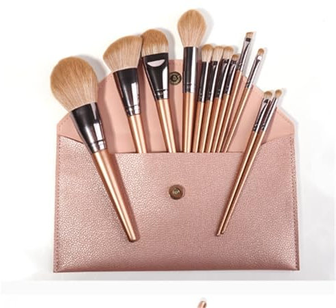 SAGELSHN Pinceaux Maquillages Ensemble De Pinceaux De Maquillage 12 Pièces for Fond De Teint, Fard À Paupières, Pinceaux De Contour du Visage Pinceaux Cosmétiques(Gold-Brush Pack)