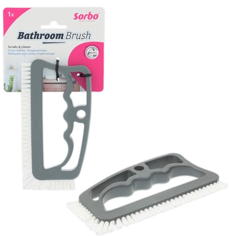 Sorbo Badezimmer-Fugenbürste – Fugenbürste aus Kunststoff mit Nylonborsten, für Wand- und Bodenfliesen, ergonomische Bürste für Fugen und Fliesen