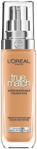 L'Oréal Paris Foundation for Face, Skincare Infused with Hyaluronic Acid, True Match Hydrating Liquid Foundation for All Skin Tones, SPF 16, 7.C Rose Amber, 30 ml (Pack of 6)