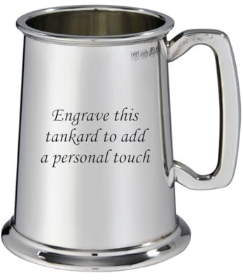 Wentworth Pewter – Heavy Plain 1 Pint Pewter Tankard – Classic British Beer Mug with Sturdy Traditional Design – Perfect Birthday, Wedding, or Father’s Day Gift – Engraving Available (with Engraving)