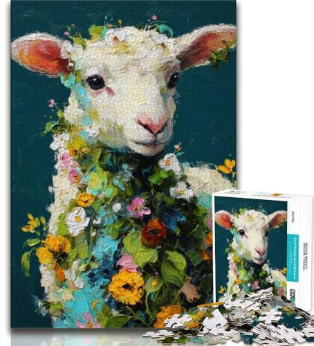 Happy Sheep Puzzles für Erwachsene 1000, für Lernspiele, Herausforderungsspielzeug, ganze Familie, 38x26cm