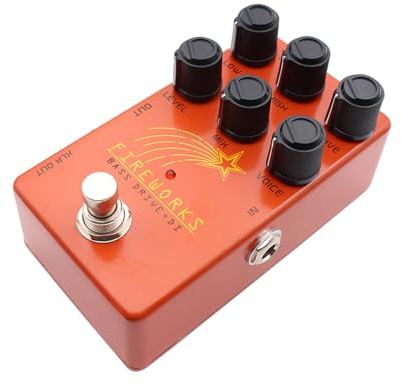 Luocute Sound Amp Simulator Pedal, Bass Drive Pedal Tube Amp Simulator EQ Steuert Bass-Effektprozessor Overdrive Box True Bypass für Bühnenaufnahmen und Proben