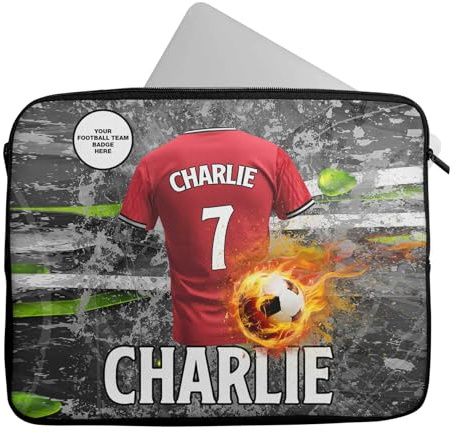 Personalised Football Laptop Sleeve with Any Name – Custom Laptop Bag Gift 6 (14-15 inch)