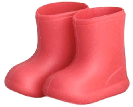 Mqiklt Puppenschuhe, Miniatur Regenstiefel, Foto Requisite, Puppenhaus Miniaturszene, Spielzeug Puppenzubehör für OB11 BJD Puppen, Rot