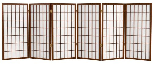 Oriental Furniture Shoji-Sichtwand, 91 cm, Walnuss, 6 Paneele