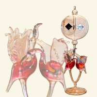 Lauschaer Glaskunst Lichtmühle auf Flamingopaar