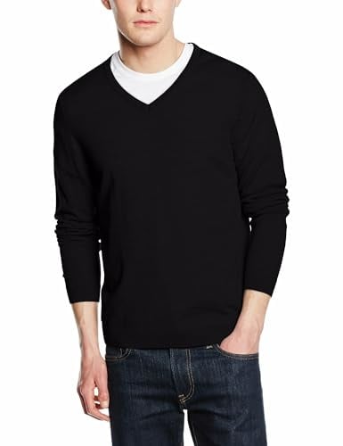 Maerz Herren Slim Fit Pullover 403800, Einfarbig, Gr. Large (Herstellergröße: 52), Black (Black 595)