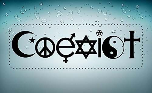 Akacha Aufkleber Sticker Coexist Frieden, Toleranz, Religion, schwarz