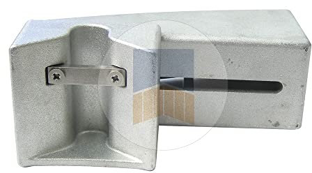 Boîtier V de réception en applique en Aluminium avec gâche pour serrure de portail coulissant en applique. - Noir Ral 9005 givré