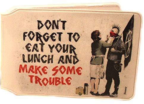 (80+ Designs) Bus Pass Wallet Credit Travel Rail Ticket Card Holder for Oyster Zip Business ID Card - Bifold - Party Bag Gift School Leaver (Banksy Punk)
