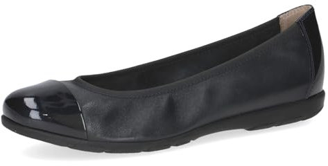 CAPRICE Damen Ballerinas aus Leder mit Lack, Blau (Ocean Comb), 39 EU