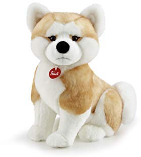 Trudi 22665 Klassik Plüschhund Akita Ascanio ca. 36 cm, Größe L, hochwertiges Stofftier mit weichen Materialien, Plüschtier mit realistischen Details, waschbar, Kuscheltier für Kinder, Beige/Weiß