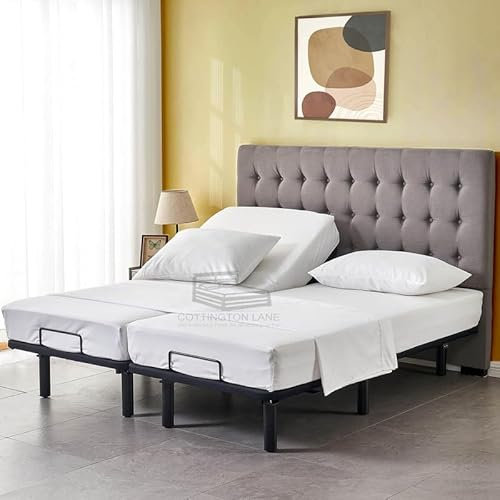 Cottington Lane Split-King-Bettlaken, 5-teilig, 100 % Baumwolle, Fadenzahl 400, tiefes Taschendesign, atmungsaktiv, modisch, runde Ecken, ideal für verstellbare Betten, Matratzen mit einer Tiefe von