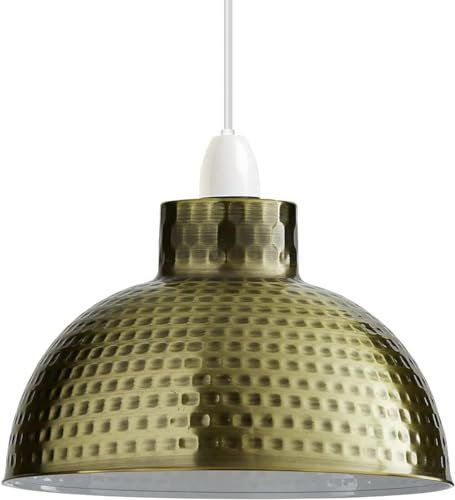 LEDSone Lampenschirm im Retro-Stil, 26 cm, kuppelförmig, aus Metall, für Küche, Schlafzimmer, Wohnzimmer (grünes Messing)
