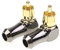 exgoofit Hi End RCA Male Plug Adapter 2-Pack Brass Right Angle Gold Plated Audio Phono Solder Connector 90 Degree with Solid Construction