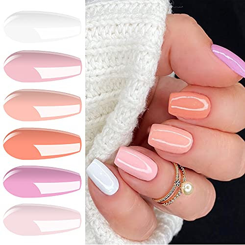 Lot de Vernis Semi permanent - Vishine Vernis à Ongles Gel 6 Abricot Nu Pink Gel UV LED Soak Off Manicure Ongle Classique Nail Art 8ml